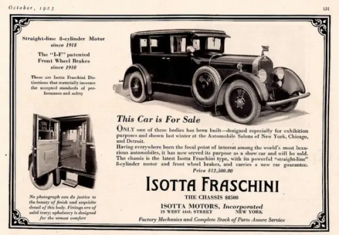 1923 Isotta Fraschini Advert